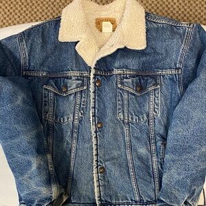 GAP Blue Denim Jacket with Sherpa Collar